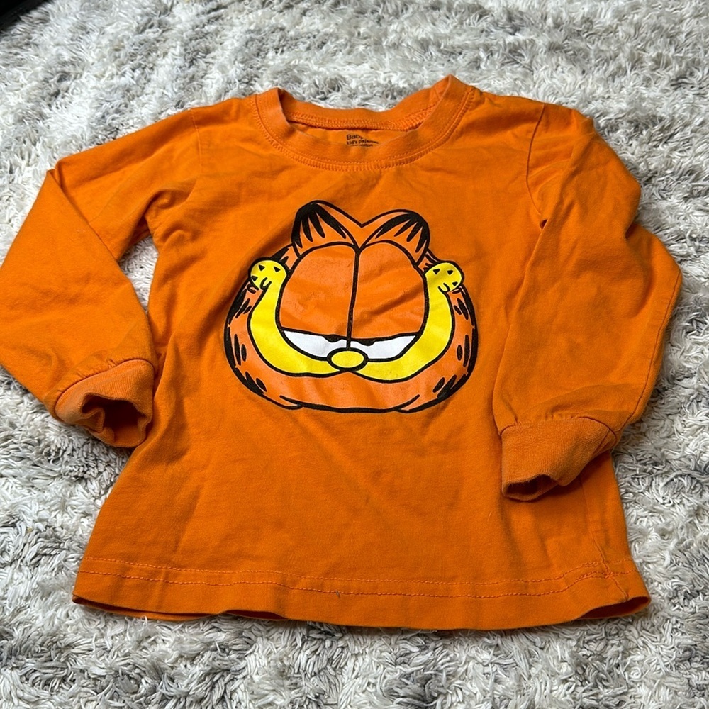 4T orange Garfield vintage long sleeve pyjama top 100% cotton boy or girl